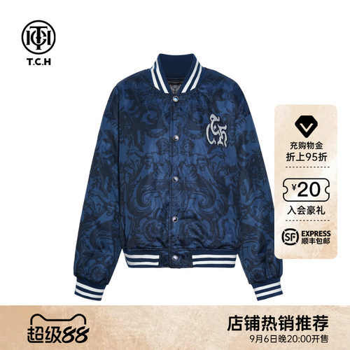 TCH轻奢潮牌时尚棒球服女休闲立领夹克外套男2025秋冬T75C16E9003