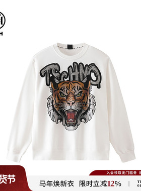 TCH 轻奢潮牌秋季新款烫钻宽松百搭卫衣情侣款T69C116050