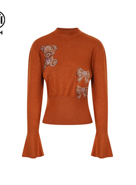 TCH时尚烫钻洋气百搭针织衫女气质收腰上衣2025冬新款T75D09E1147