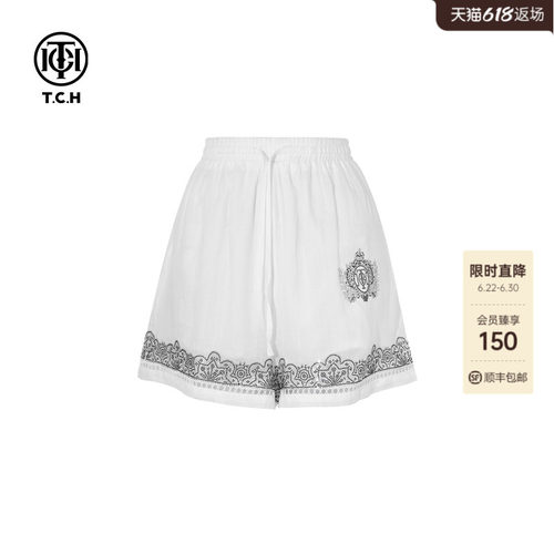 TCH烫钻时尚百搭休闲宽松轻薄短裤女2026夏季新款T75B21E5053
