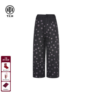 毛呢阔腿裤 新款 子T75D20E1262 女2025冬季 TCH烫钻复古绵羊毛休闲裤