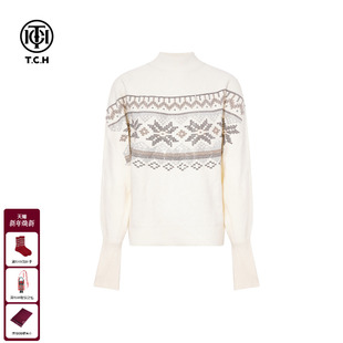 新款 上衣女2025冬季 T75D09E1223 烫钻气质百搭显瘦针织衫 TCH时尚