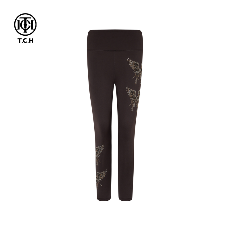 TCH私服25秋冬烫钻时尚修身显瘦鲨鱼裤加绒弹力打底裤T75D23E1000