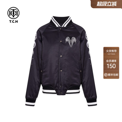 TCH轻奢小熊烫钻2025冬季款棒球领休闲潮流夹克外套男T75C16E9001