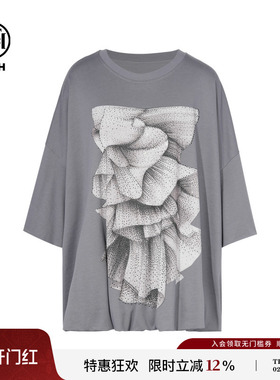 TCH轻奢烫钻百搭宽松蓬蓬T恤连衣裙超短裙25夏季新款T75A10E1045