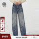 TCH银河流星烫钻加绒弯刀阔腿牛仔裤 丁程鑫同款 潮T75D20E1137
