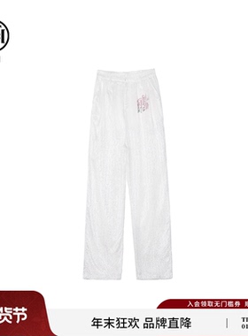 TCH新中式春夏新款白色满钻时尚提花阔腿裤T72A20E9002