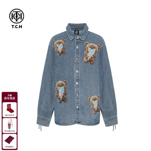 T75C13E9010 外套男女同款 TCH轻奢潮牌烫钻美式 休闲宽松牛仔衬衫