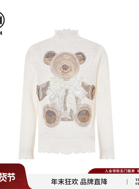 TCH时尚烫钻木耳边半高领打底针织衫女2025冬季新款T75D09E1142