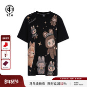 个性 宽松情侣短袖 T恤25秋季 TCH重工潮牌可爱卡通烫钻休闲时尚 新款