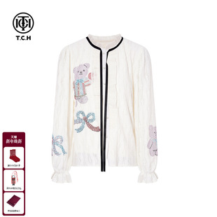 上衣女T75D13E5005 气质蕾丝打底衬衫 TCH百搭时尚 烫钻洋气减龄法式