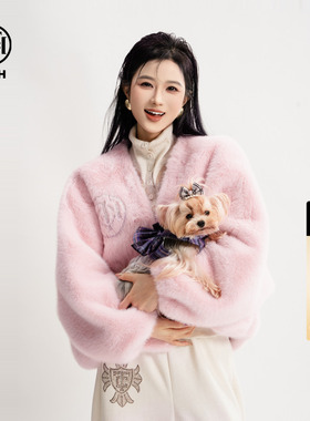 TCH轻奢烫钻早秋千金风百搭减龄V领小香风毛毛外套女T75D05E1001