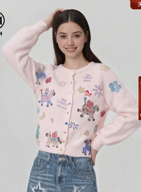 TCH减龄少女感彩钻小马软糯温柔百搭针织开衫上衣女T75D43E1141