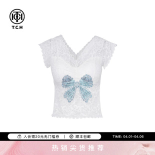 TCH烫钻性感蕾丝美背时尚 T75A03E5032 百搭打底背心女2025夏新款