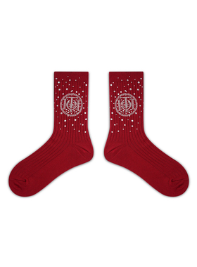 TCH本命年红色马到成功烫钻2026新年袜子保暖中筒长袜T75D55E1046
