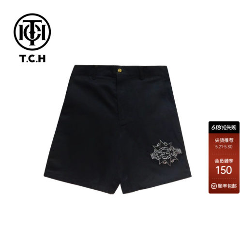 自然腰休闲tch短裤烫钻时尚