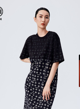 TCH早秋新款轻奢重工短袖连衣裙女休闲时尚烫钻裙子T72C306071