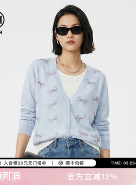 TCH烫钻假两件针织衫薄款蓝色上衣女2026年春季新款T78A09E1163