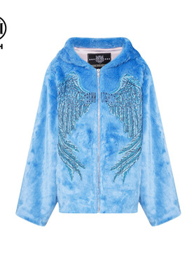 TCH轻奢时尚潮牌百搭宽松连帽保暖毛毛外套女冬季新款T75D27E1049