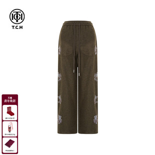 烫钻慵懒风直筒休闲裤 加厚百搭时尚 女T75D20E1128 新款 TCH2025冬季
