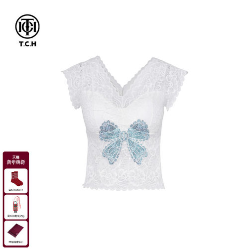 TCH私服烫钻性感蕾丝美背时尚百搭打底背心女25夏新款T75A03E5032