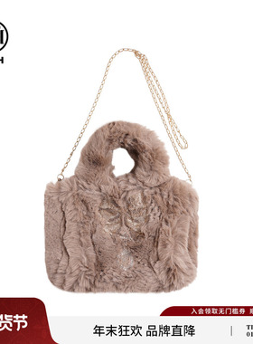 TCH2025秋冬可爱单肩包百搭斜挎包烫钻毛绒绒包包女T75D40E1016