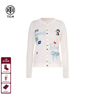 休闲轻薄百搭针织开衫 时尚 女T75A43E5063 新款 TCH私服烫钻25夏季