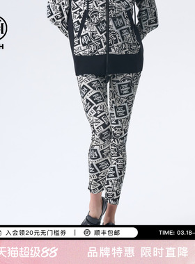 TCH个性满版图案设计感轻奢2025春夏季黑白打底裤女T72A236016