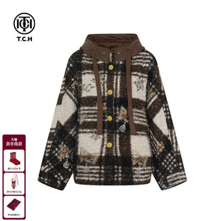 TCH私服烫钻时尚 T75D27E1011A 复古英伦百搭保暖外套2025秋冬新款