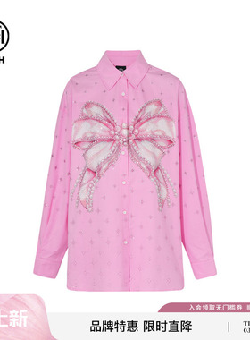 TCH轻奢蝴蝶结烫钻25早秋街头休闲宽松百搭衬衫上衣女T75C13E9005