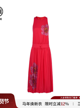 TCH轻奢时尚潮牌烫钻花朵收腰显瘦红色背心连衣裙女T75B30E5199