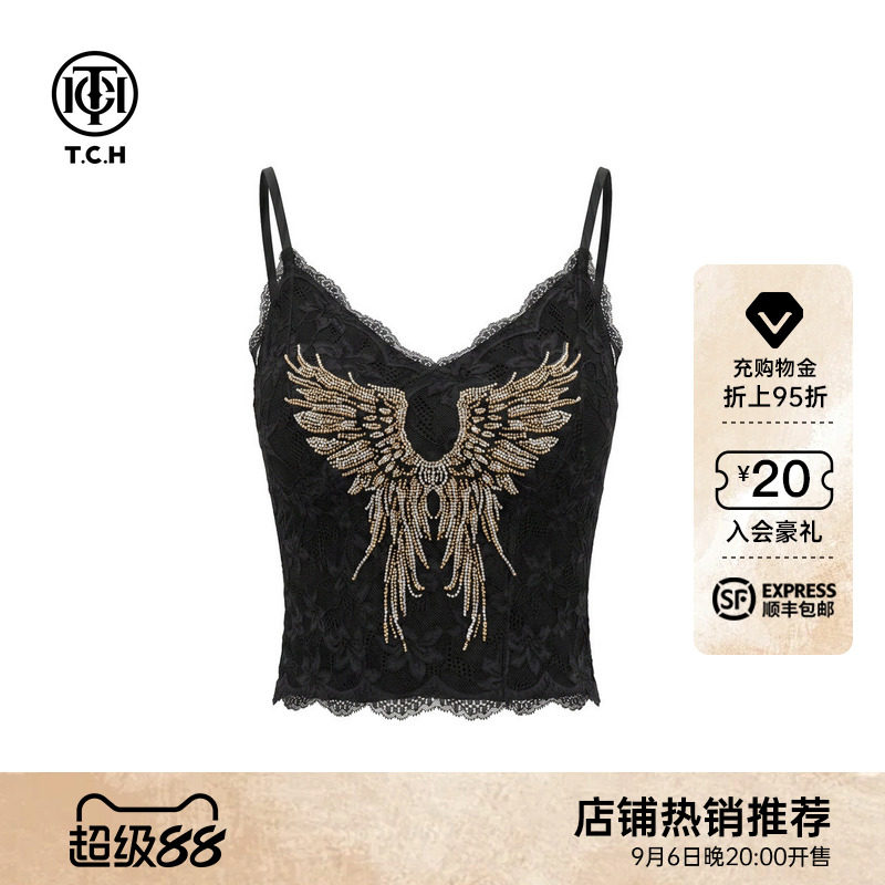 TCH烫钻翅膀蕾丝美背吊带女图片