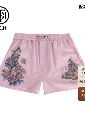 TCH新中式重工蝴蝶烫钻文艺宽松短裤女夏季T72B21E6036