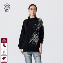 TCH潮牌轻奢重工烫钻个性百搭卫衣男女情侣长袖T恤秋季新款