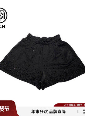TCH 新中式设计感百搭休闲显瘦黑色短裤2025春夏新款T72B21E9011
