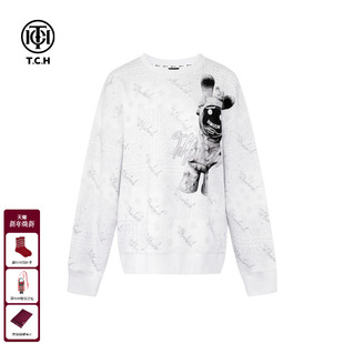 TCH轻奢潮牌2025秋冬新款 烫钻宽松太空兔灰色圆领卫衣T72A11E6005