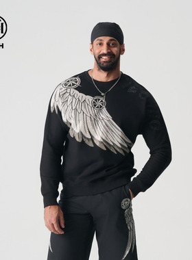 TCH 轻奢套头卫衣2025春新款烫钻圆领翅膀经典系列T72A116039