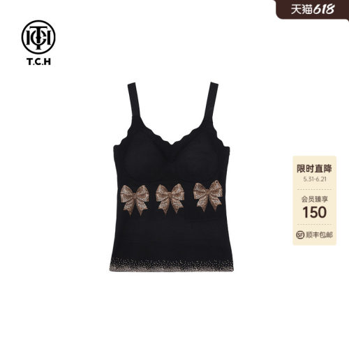 TCH蝴蝶结系列烫钻带杯垫吊带背心新款T75A03E5001