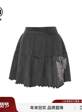 TCH时尚洋气百搭烫钻短裙女A字高腰显瘦半身裙秋冬款T75D22E1029