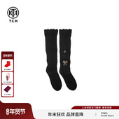 TCH轻奢烫钻搭配毛线小腿袜女镂空针织堆堆袜中高筒袜T75C55E1010