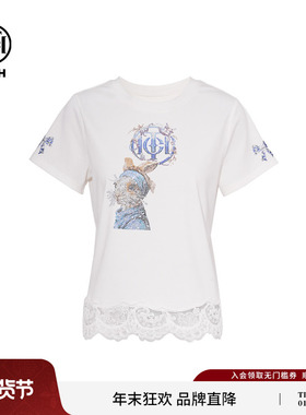 TCH私服2025夏季新款烫钻时尚休闲百搭白色短袖T恤女T75A10E5035