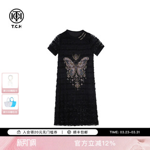 TCH新中式 收腰显瘦百搭连衣裙女T72B30E9022 蝴蝶时尚