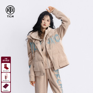 女T75C07E5033 套装 TCH私服烫钻时尚 潮牌卫衣外套连帽马甲休闲裤