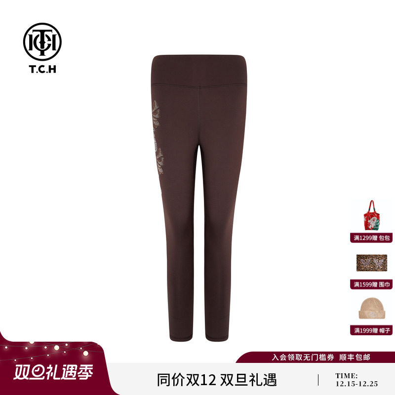TCH烫钻百搭加厚外穿瑜伽裤女2025秋冬新款内穿打底裤T75D23E1011