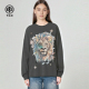 TCH潮酷休闲风雄狮烫钻星芒深灰长袖 T恤女2026春夏新款 T78A086049