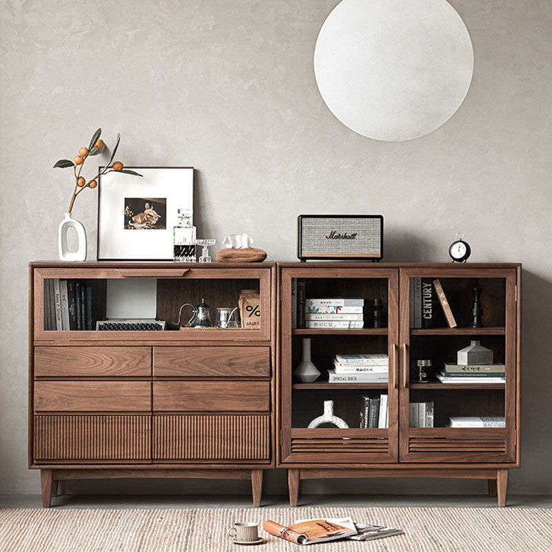 北美黑胡桃木落地组合书柜客厅