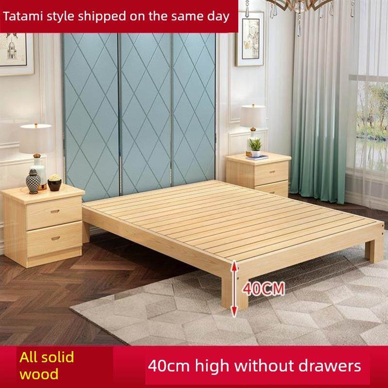 实木2床无床头1榻榻米宾馆民宿高床架米1.5加宽拼接单人床1.家用