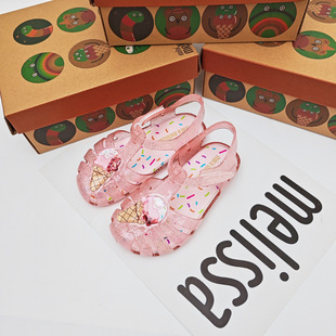 冰淇淋闪闪透明水晶鞋 夏季 女童包头沙滩凉鞋 儿童果冻鞋 软底 新款
