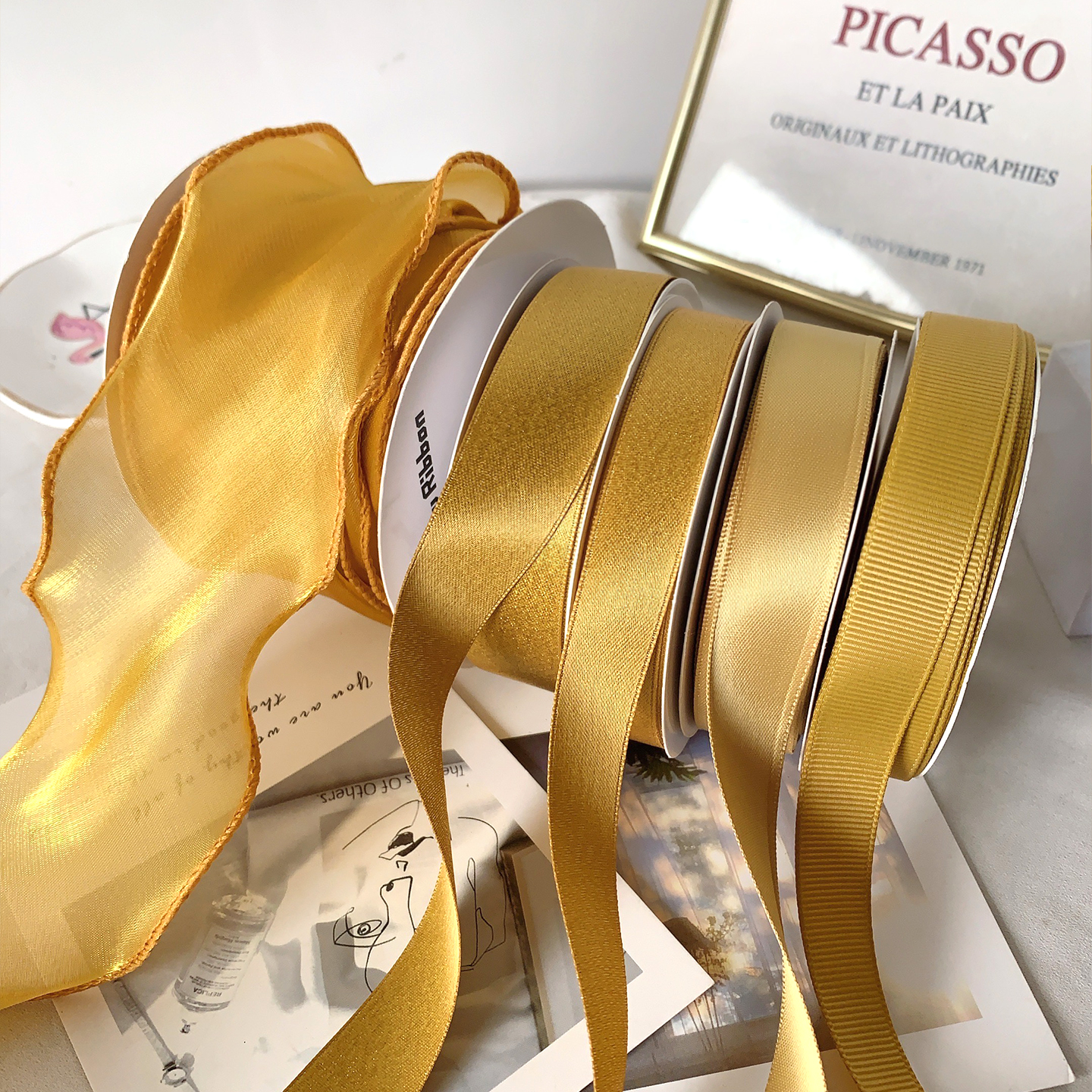 金色系列丝带彩带diy手工礼物包装花束蛋糕花束装饰缎带织带材料