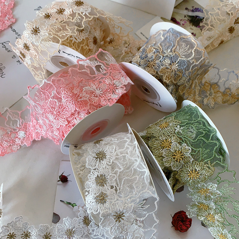 网纱刺绣蕾丝花边辅料diy手工蝴蝶结发饰配件衣服裙摆装饰丝带